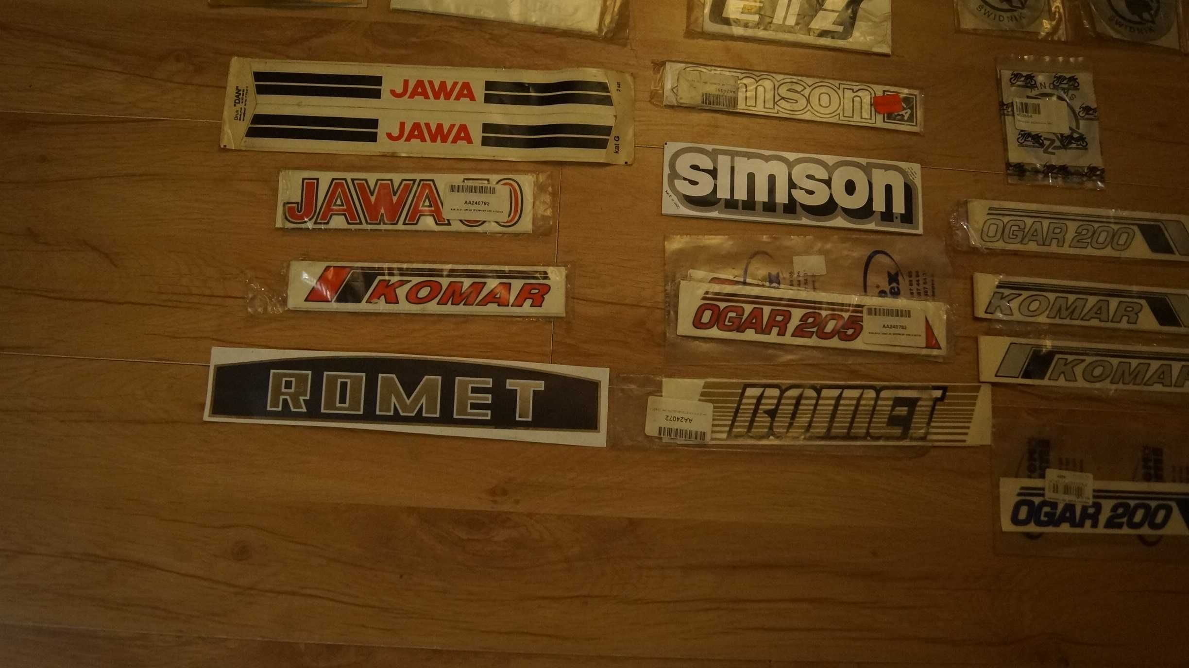 Motocyklowe naklejki PRL MZ Jawa WSK Romet Simson Junak Komar