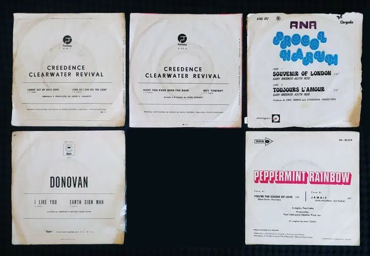 Vinil 5 Singles: Creedence, Donovan, Procol Harum, Peppermint Rainbow