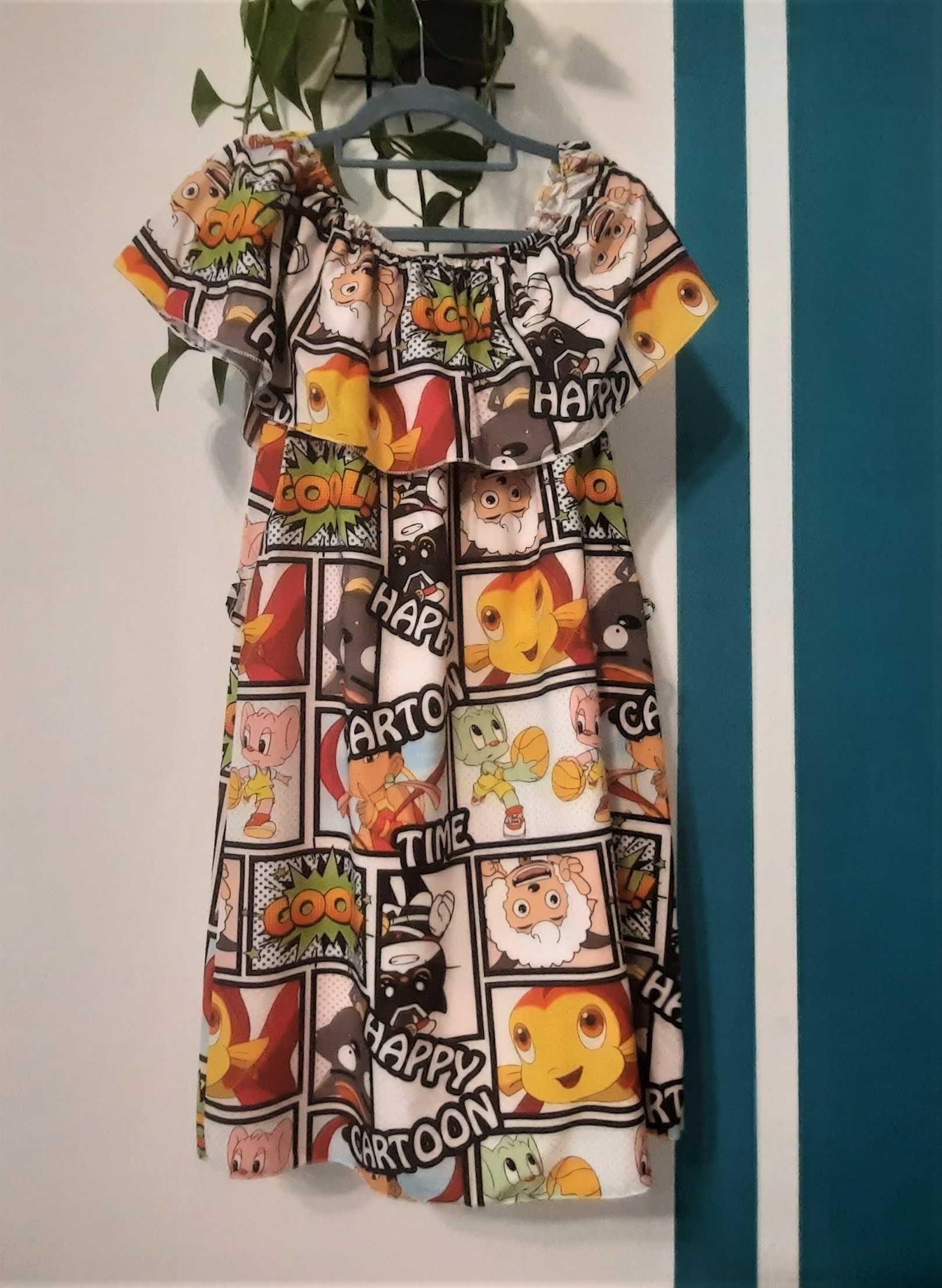 New Collection Fajna bajkowo komiksowa sukienka tunika rozmiar M-L