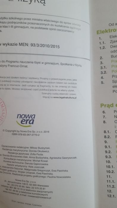 Nieużywany podręcznik Spotkania z fizyką 3 Nowa Era gimnazjum