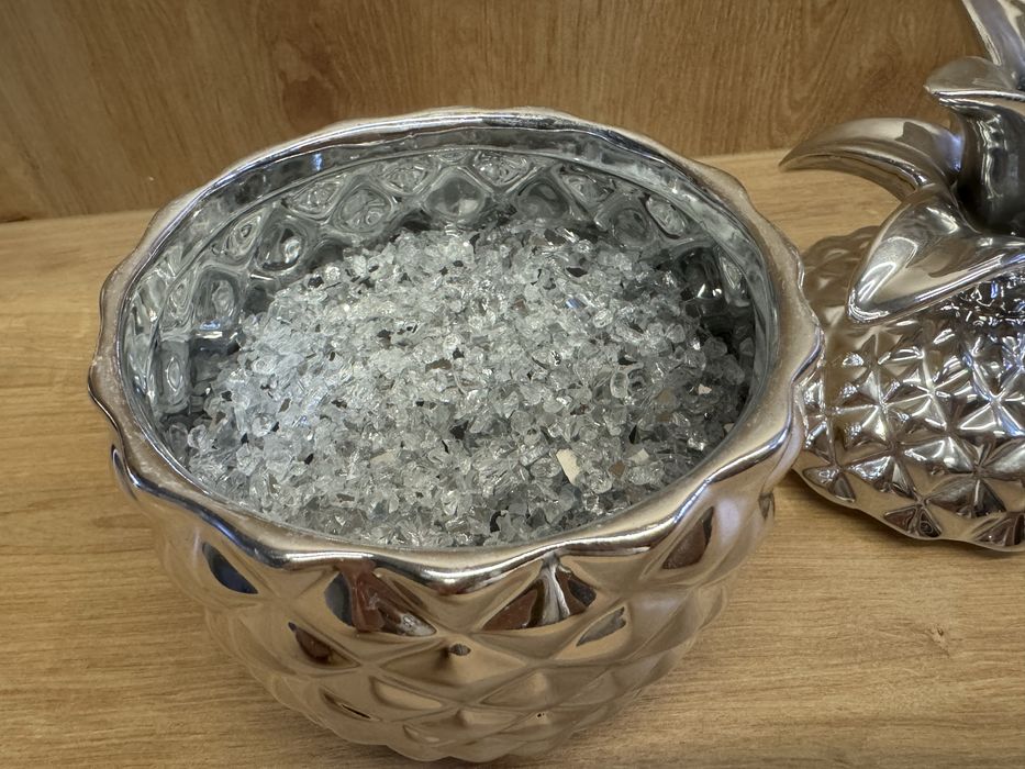 Ananas srebrny glamour ze szklanymi kamyczkami Home&you