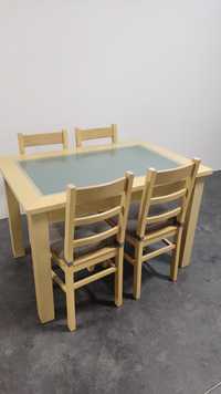 Mesa madeira maciça + 4 cadeiras