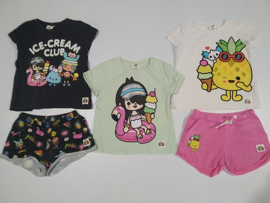 Zestaw Toca Boca H&M 110/116 spodenki , 122/128 t-shirty