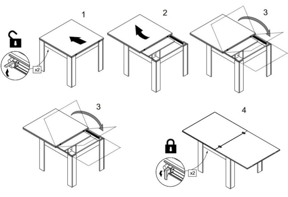 Stół Saturn kwadratowy rozkładany biały 90x90 90x180