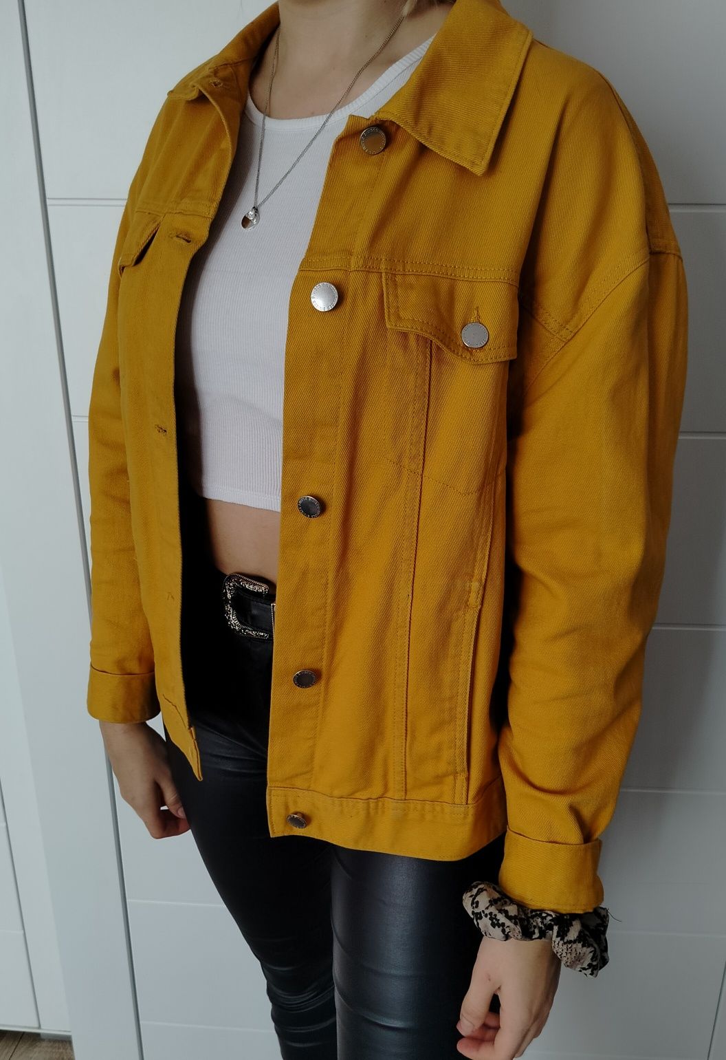 żółta słoneczna katana kurtka oversize M h&m