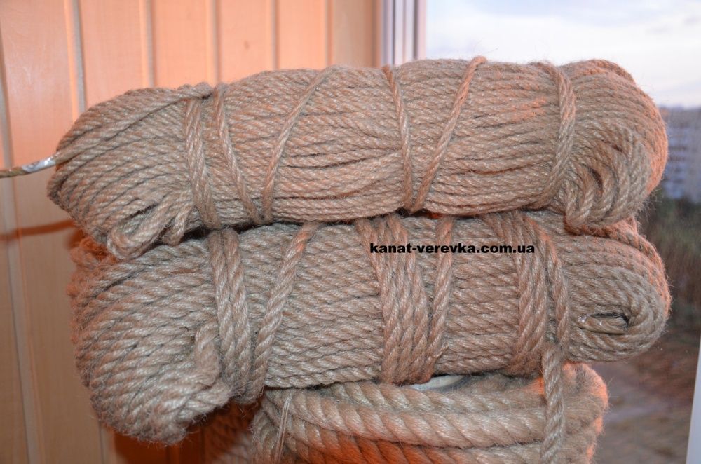 Канат джутовый 6 мм – 100м, веревка джутовая декоративная, натуральна