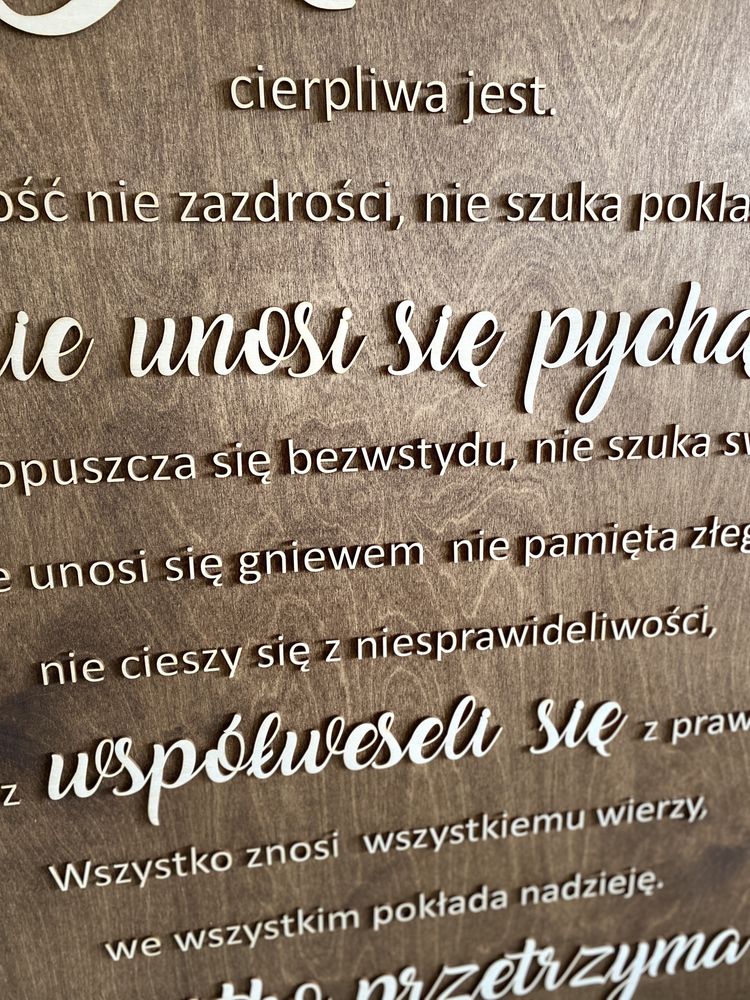 Hymn o miłości tablica drewniana boho rustykalna