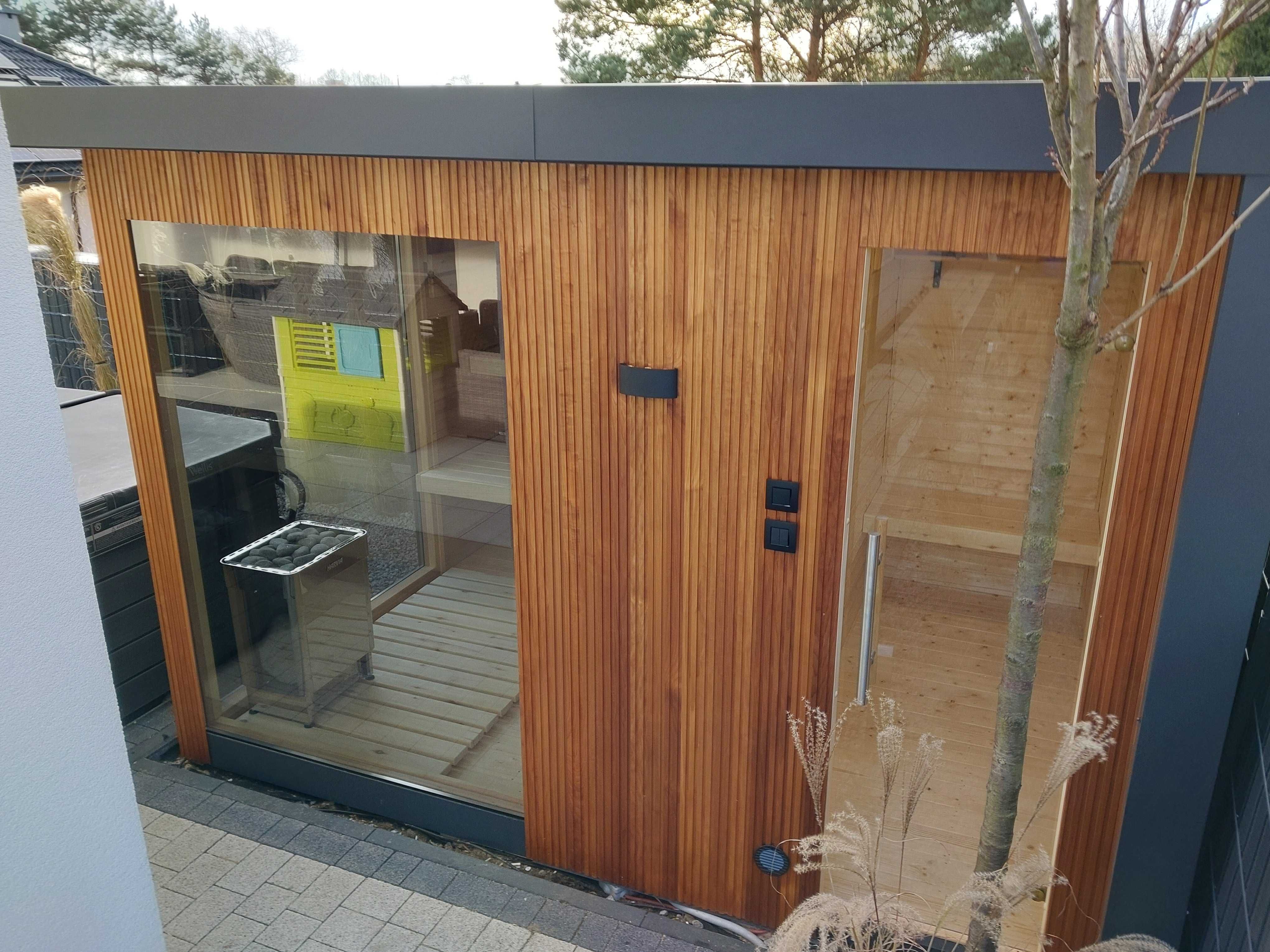 Sauna Nowoczesna Zewnętrzna Thermo z przedsionkiem
