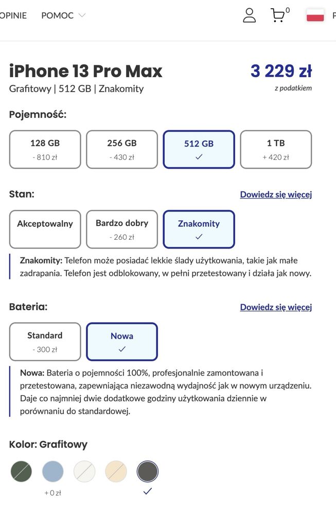 iPhone 13 Pro Max 512 GB – nowy, bateria 100%, z gwarancji