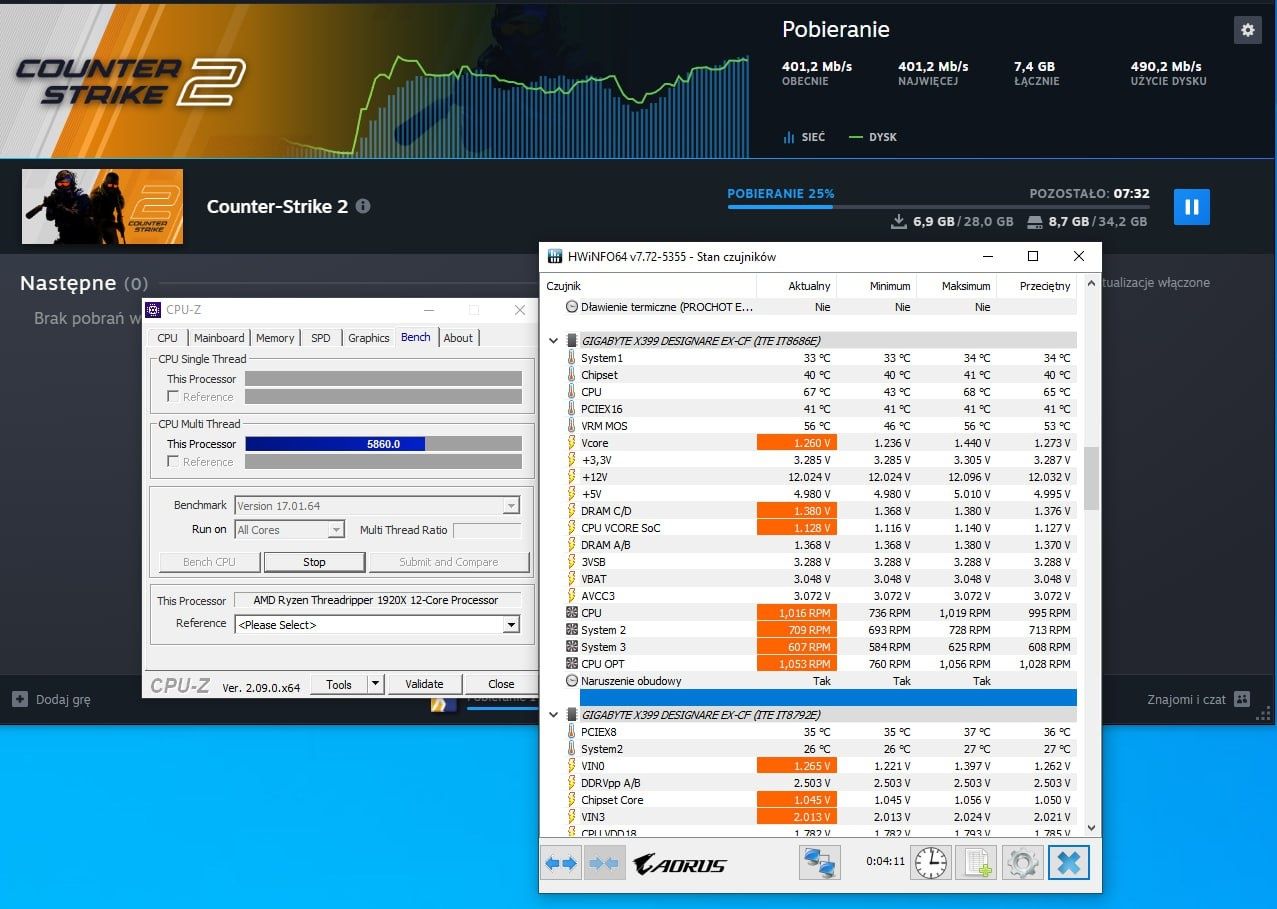 Komputer RTX 3070, thredriper 1920x, 64gb ram