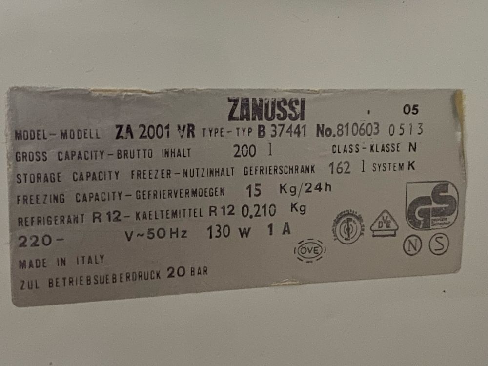 Морозильна камера Zanussi