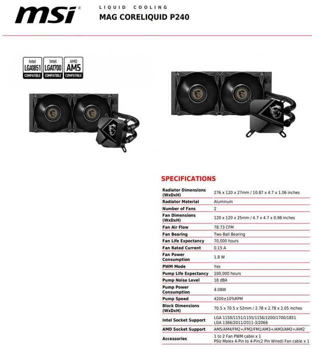 MSI MAG Coreliquid P240