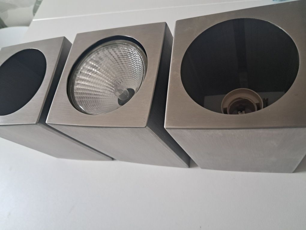 3 x tuby lampy sufitowe stal nierdzewna