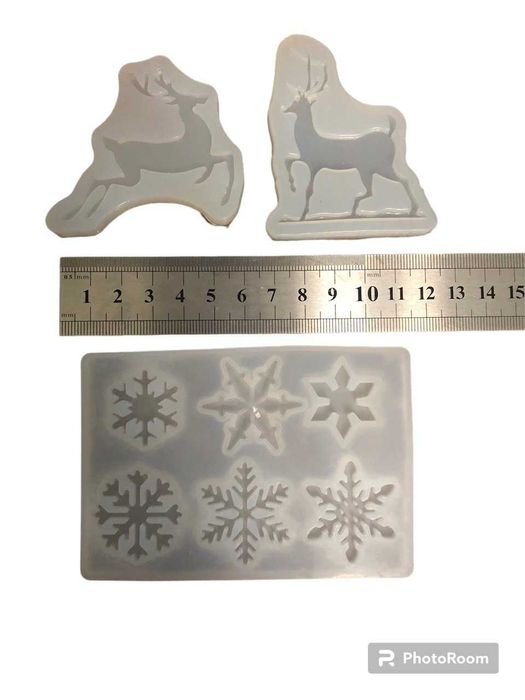 Силіконова кулінарна форма Новорічний Молд 3 Ялинки Олені Сніжинки