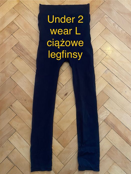 Under 2 wear L ciążowe legginsy  granatowe  spodnie wygodne Vintage