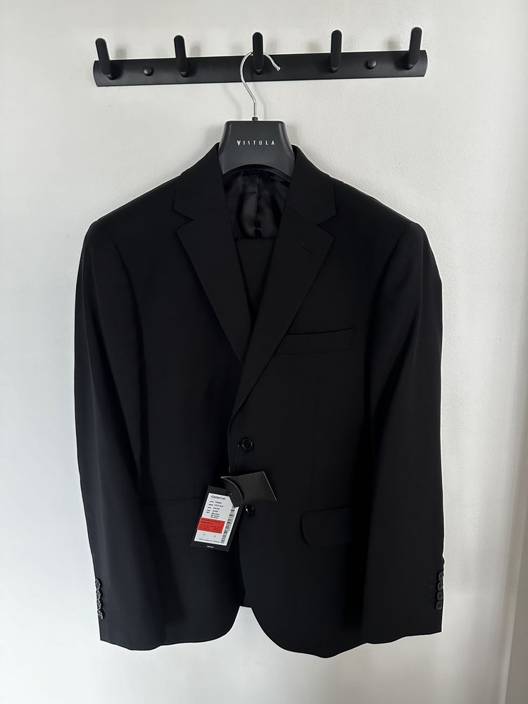 Nowy garnitur Vistula r. 170/96/82 wełna czarny super slim Ancona