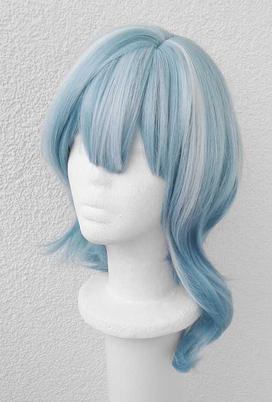 Eula Genshin Impact cosplay wig peruka błękitna z grzywką