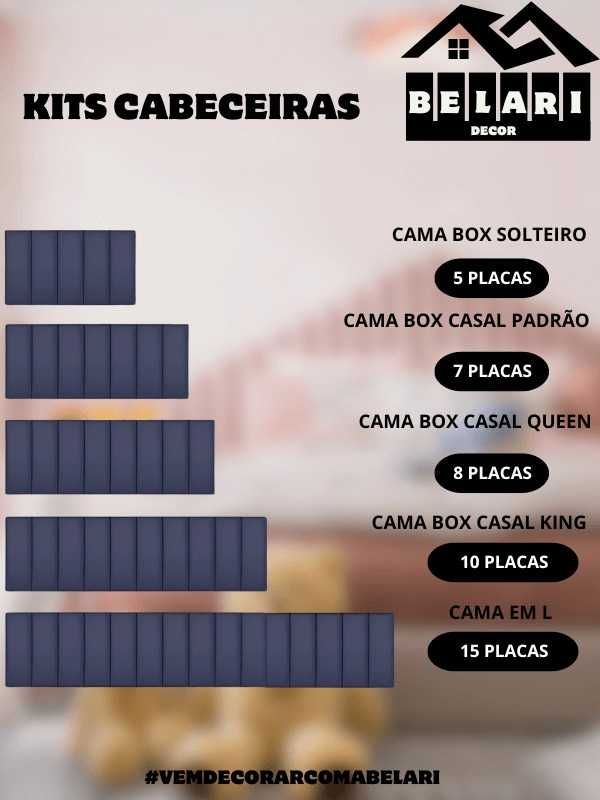 Kit de Cabeceira de Cama com Placas Estofadas 60x20cm - Envio Imediato