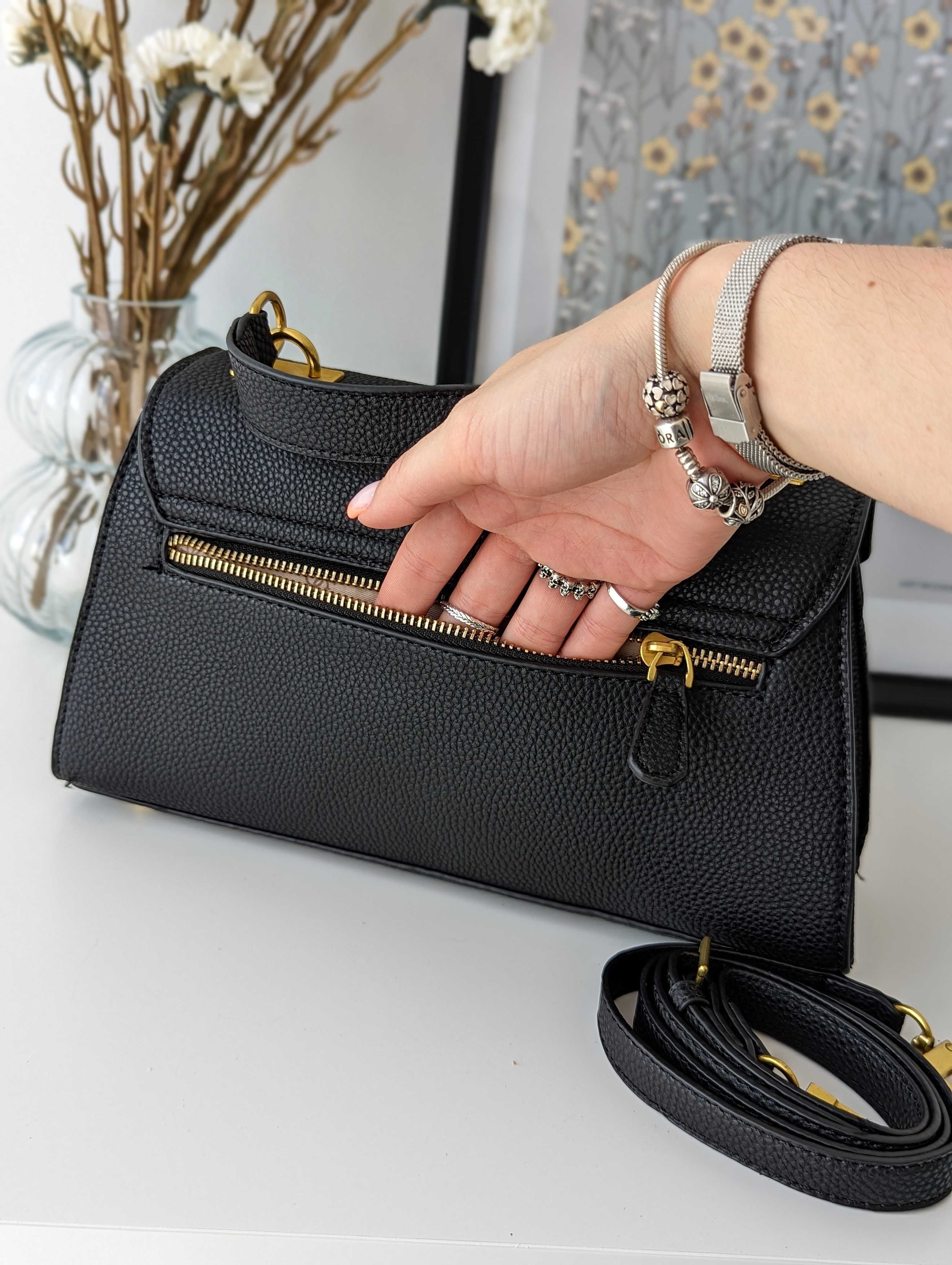 Женская сумка Сумка Guess Enisa через плечо Гесс черный белый