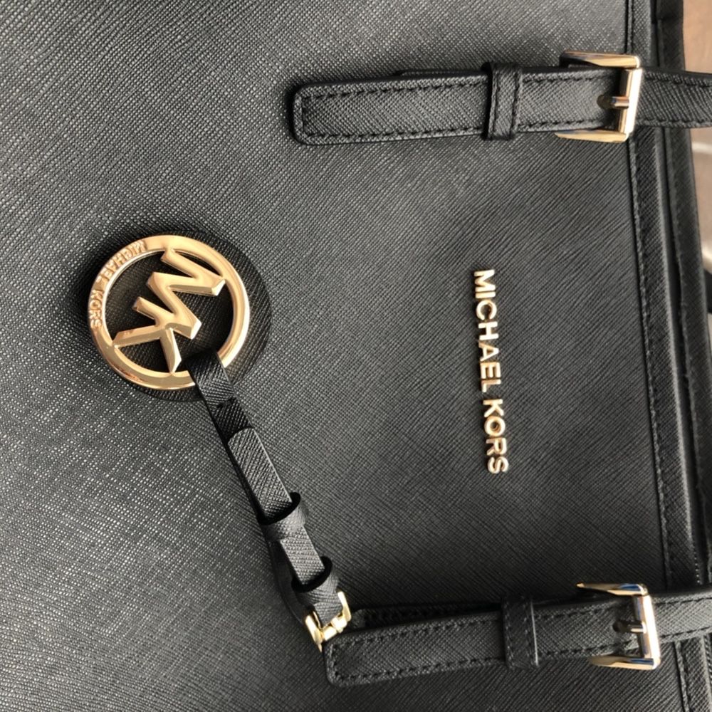 Michael kors jet set torebka shopper duża czarna złoto