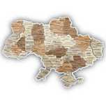 Дерев'яна карта України, багатошарова 3D, настінна, 70*50 см