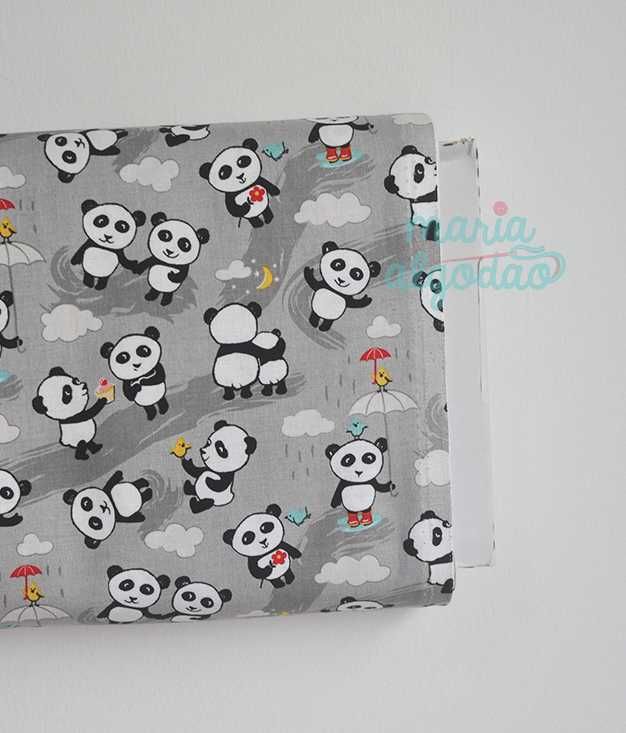 Oportunidade: Tecido 100% algodão a 6€/m - PANDA LOVE TOSS GRAY