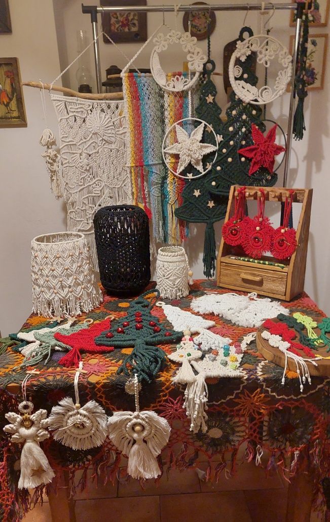 Lustro makrama mandala ozdoba ścienna boho 38cm