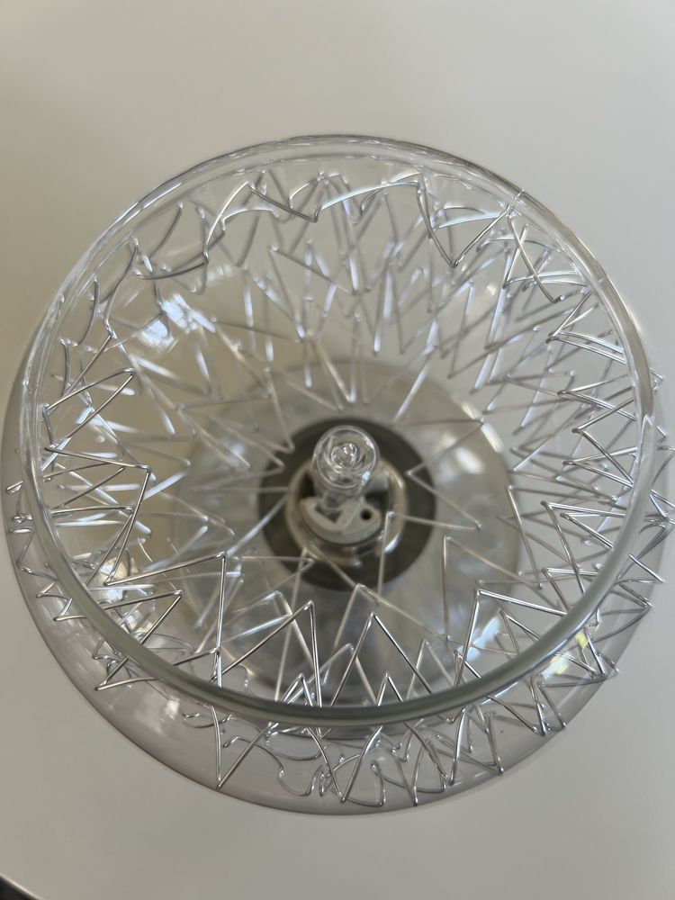 Lampa plafon kinkiet szklany ze srebrnymi drucikami Nowodworski