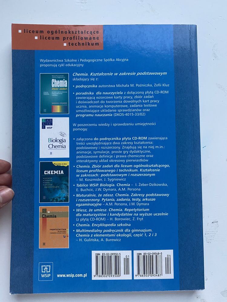Podręcznik do chemii wydawnictwo WSiP zakres podstawowy 2002