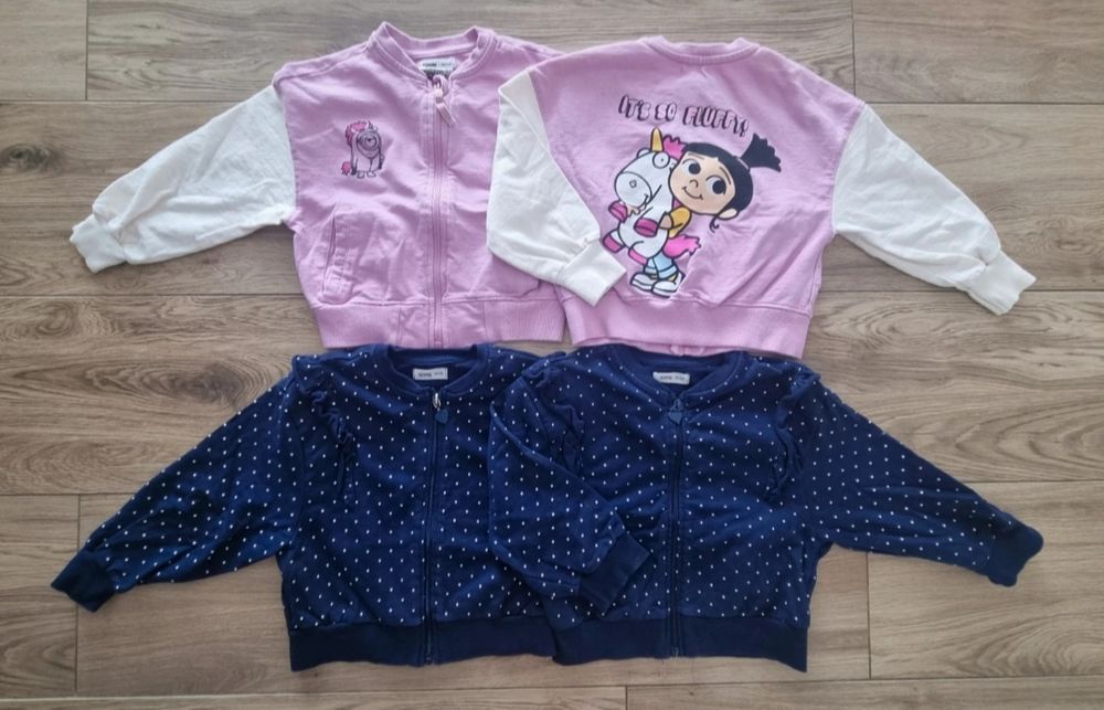 4 x Bluza rozpinana dziewczynki rozm. 98/104 / Sinsay / Bliźniaczki