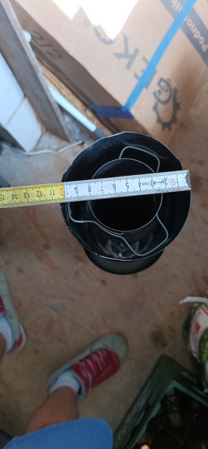 Komin  spalinowy Jeremias TWIN 36B rura 930 mm 60/100 z pionowym zakoń