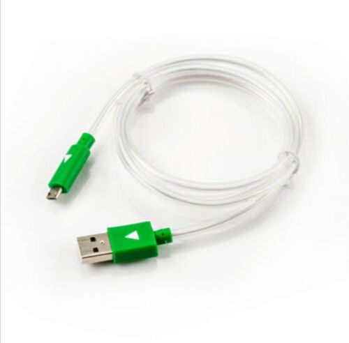 Cabo micro USB led com luz verde carregador sincronização de dados