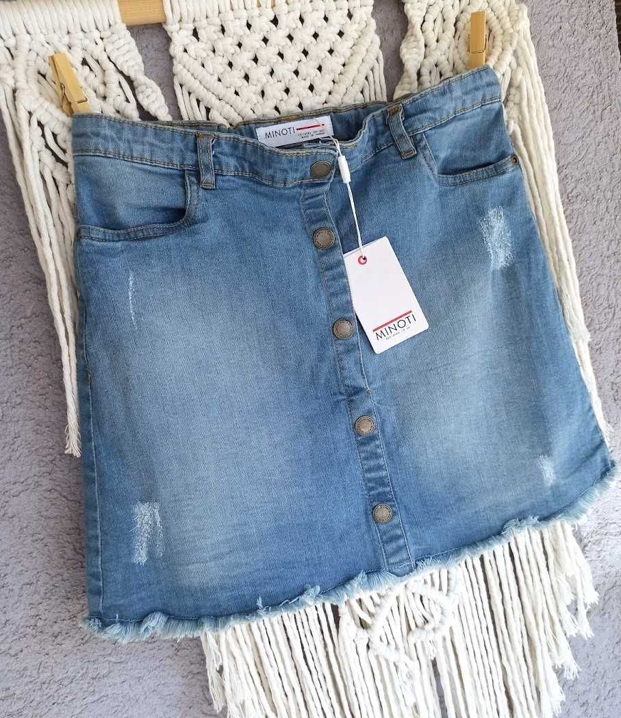 MINOTI NOWA! Spódnica denim jeans rozpinana 152/158