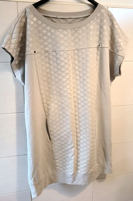 Piękna,elegancka, sukienka beżowa PLUS SIZE na każdą okazję. 48/4XL/20