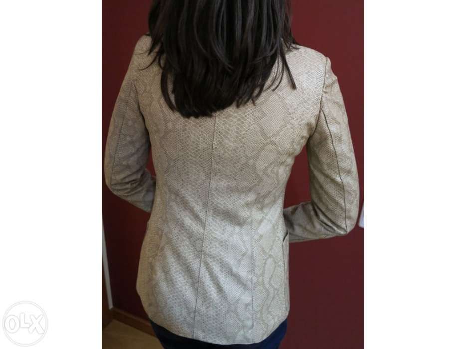 Fato de calça e casaco em pele de cobra sintética