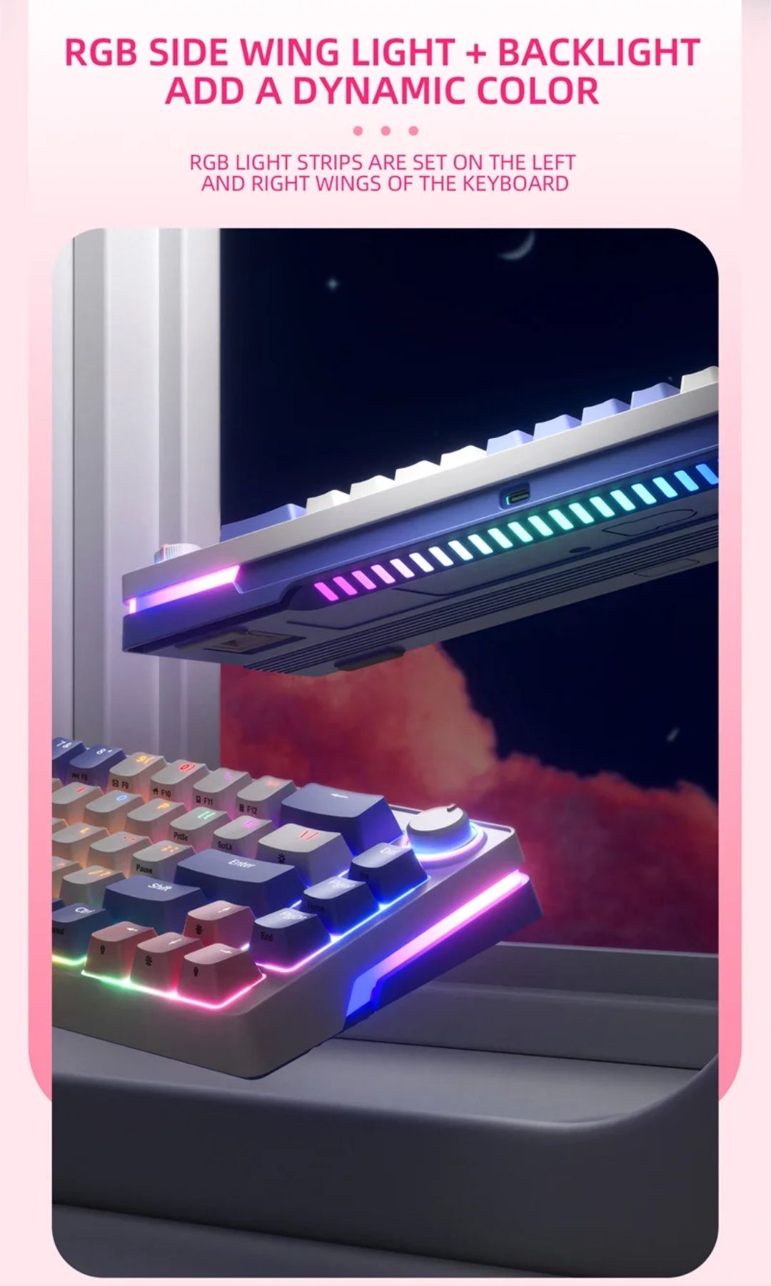 Механическая мини клавиатура Zifriend Za68 Pro, 68%,RGB,hot-swap,ПО #