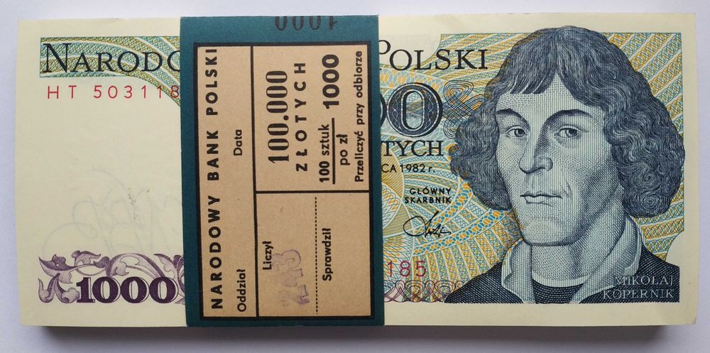 Paczka bankowa 1.000 złotych 1982 - seria HT