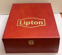 Pojemnik drewniany skrzynka na herbatę Lipton