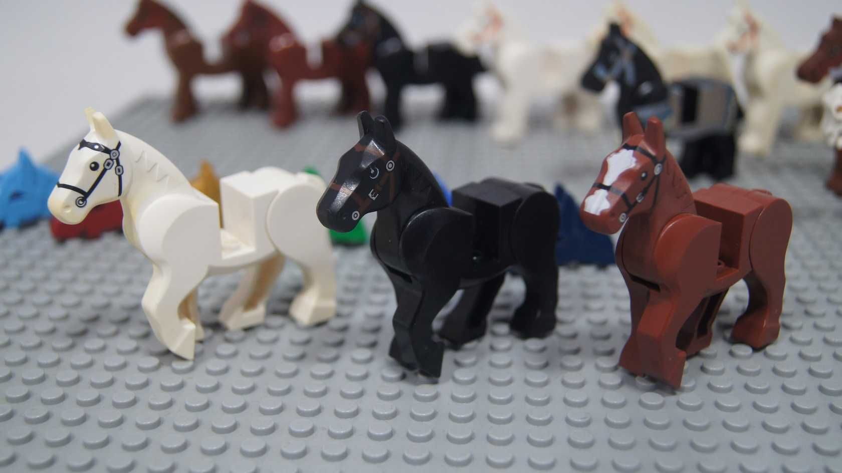 Lego Castle konie 14 sztuk + gratis maski koń czarny biały brązowy