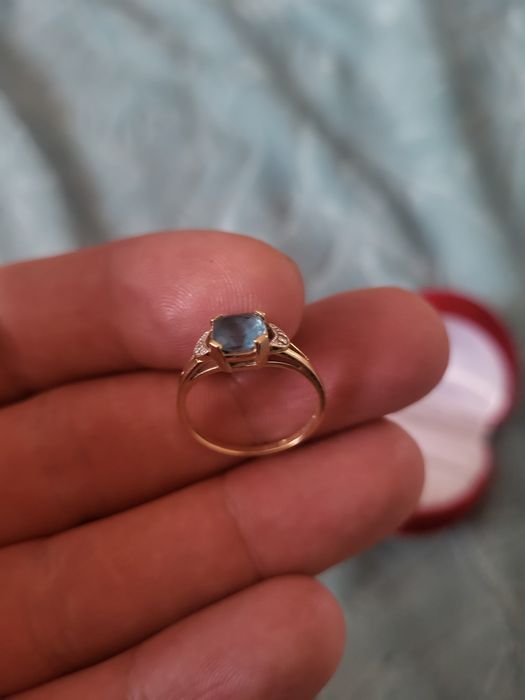 Pierścionek złoty YES – Topaz London Blue + Tanzanity – złoto 585 – ce