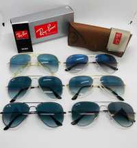Солнцезащитные очки Ray Ban Aviator 3025 Blue 58мм стекло (mix)