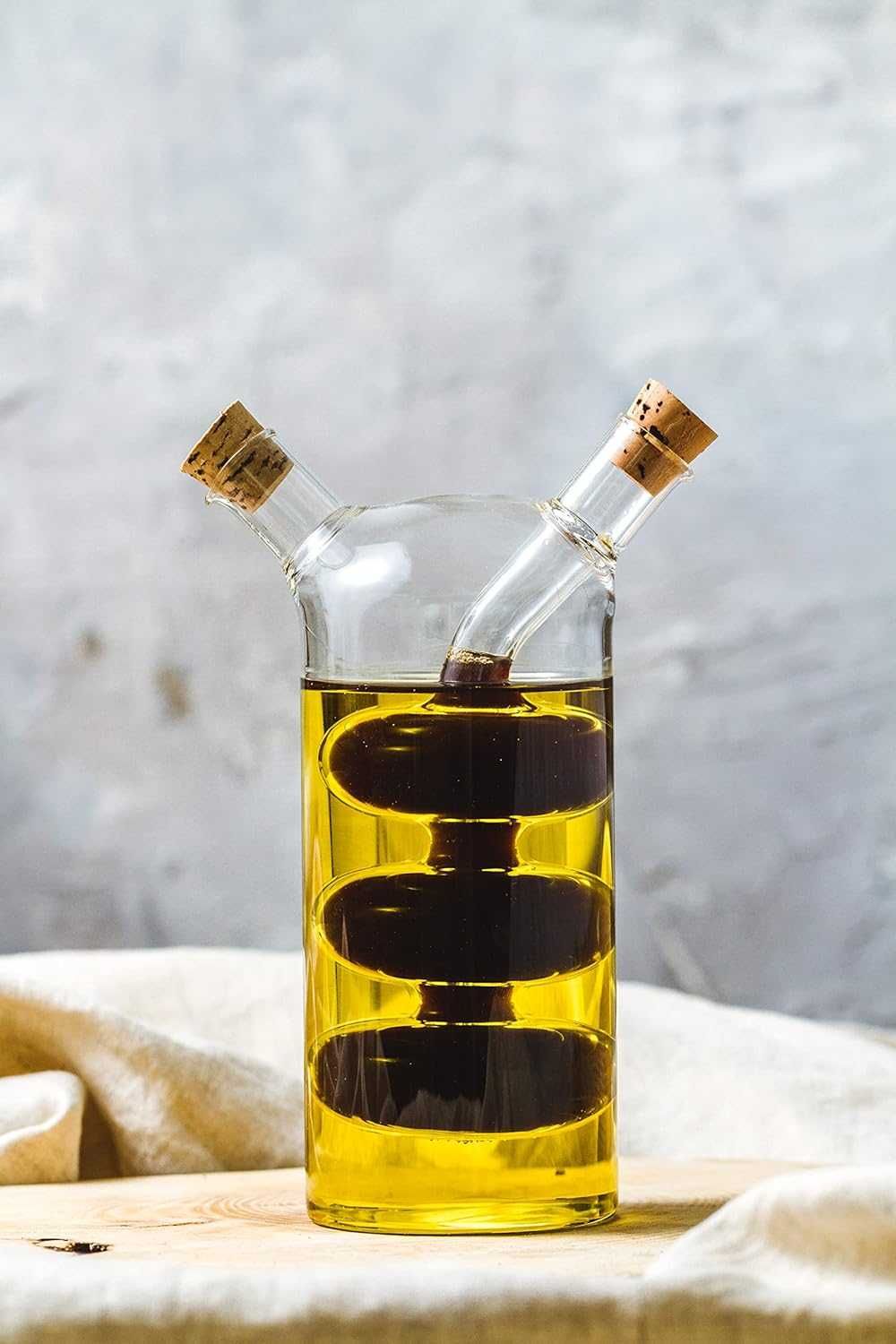 szklany pojemnik na oliwę i olej 2w1 wzór kaskadowy