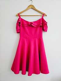 Sukienka z falbanką fuksja różowa marka Duaet A&M r. 38