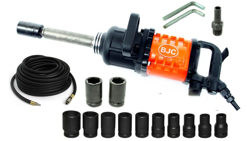 Klucz pneumatyczny udarowy 5000NM 1" BJC997 + nasadki 1 '' + wąż 10