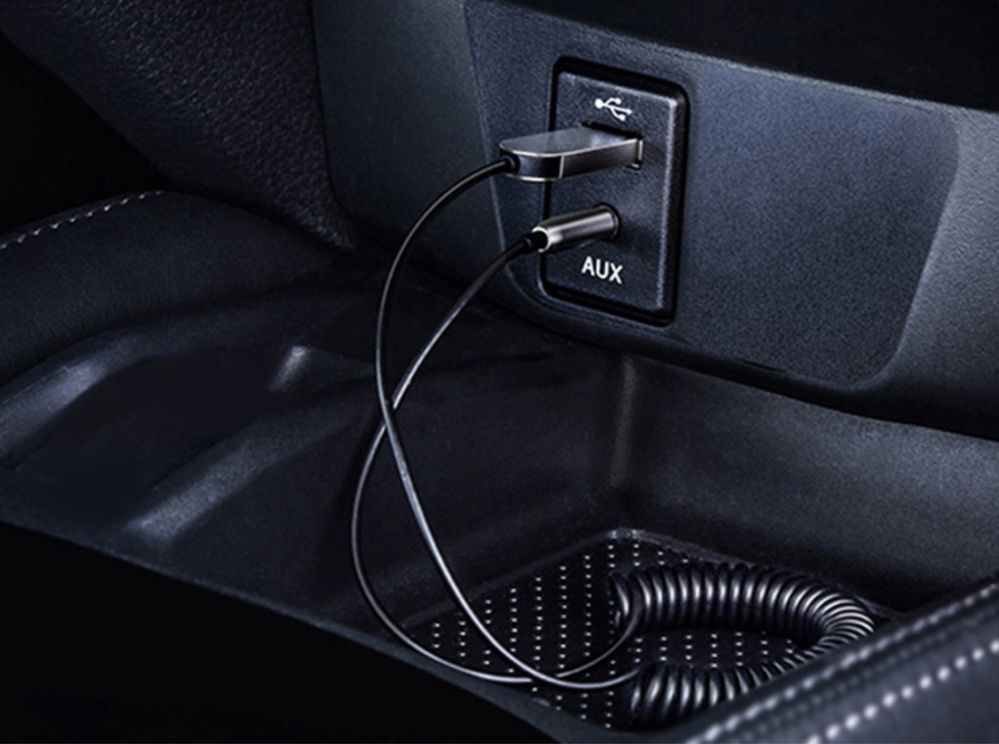 Adapter audio Bluetooth 5.0 Baseus USB, AUX (czarny, sprężynowy )