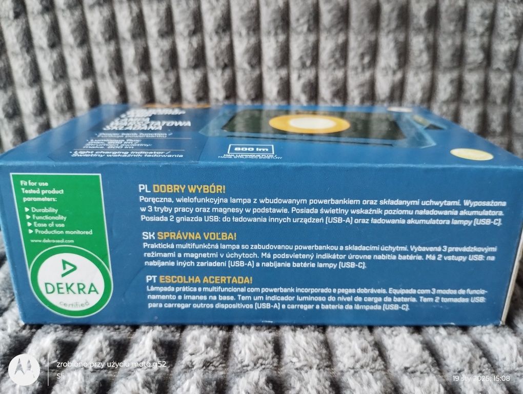 Lampka warsztatowa latarka z magnesem powerbank
