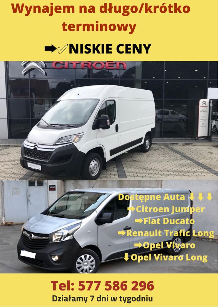 Busy Wynajem na Długo/Krótko Terminowy Dostawcze Blaszak Jumper Van