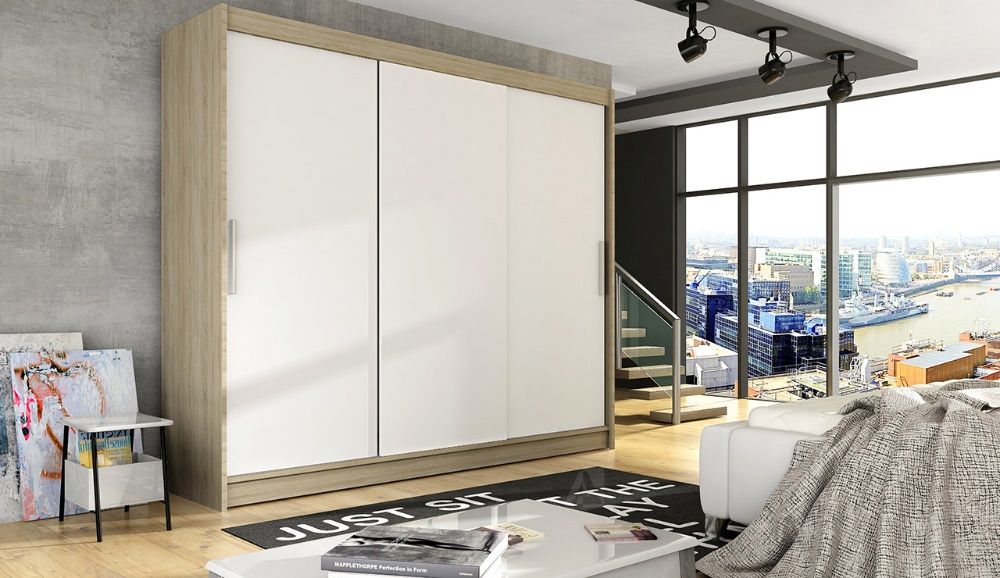 Szafa Przesuwna Garderoba BOSTON 2 250cm LED 4 Kolory DOSTAWA 10 dni