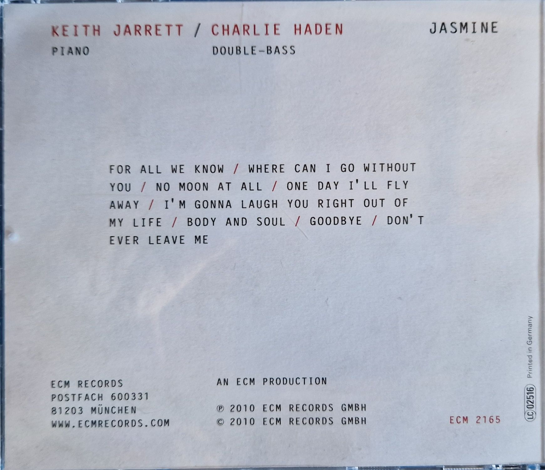 CD "Jasmine" - keith Jarret / Charlie Haden