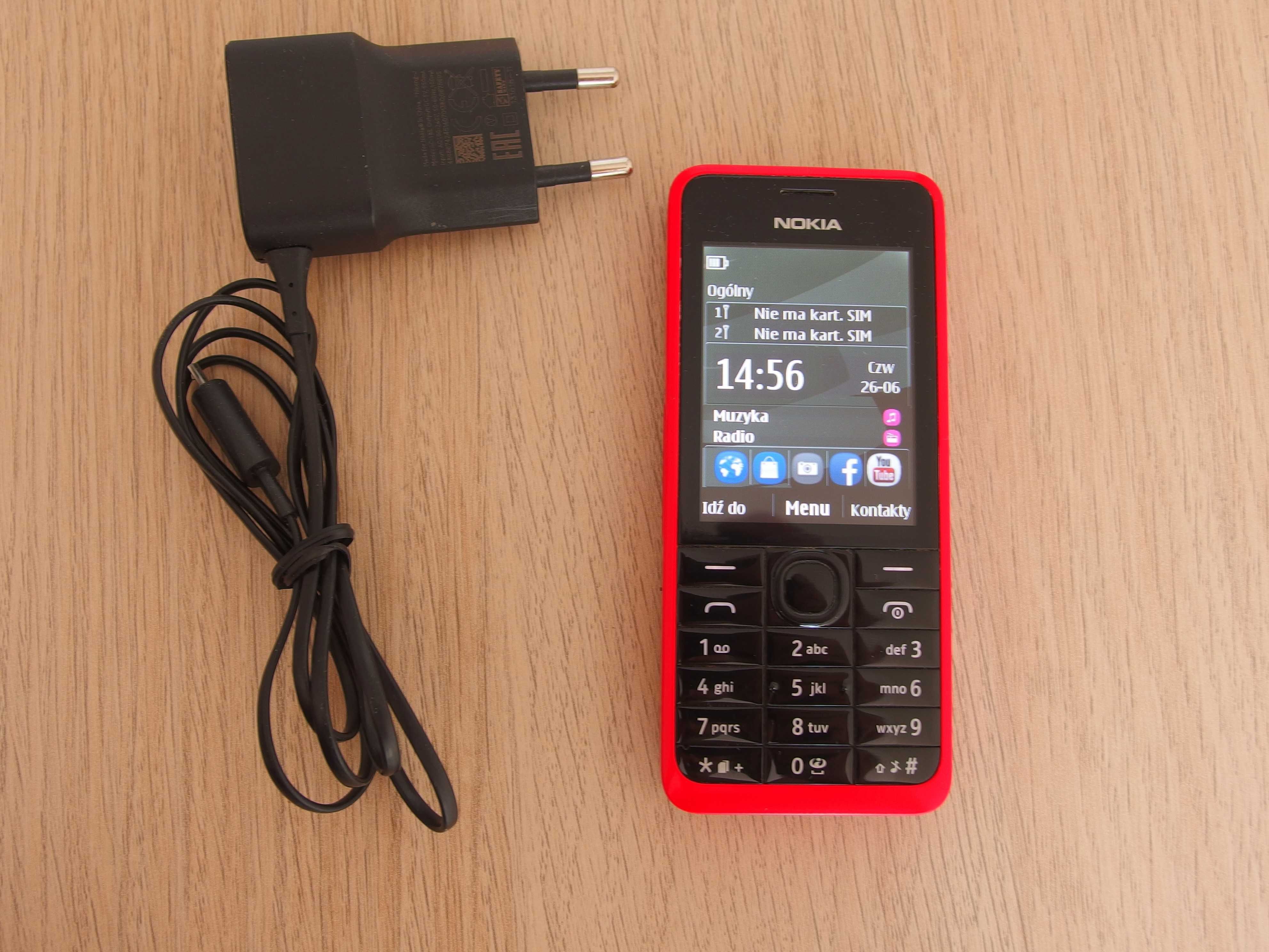 Klasyczna Nokia 301 RM-839 czerwony dual SIM dla seniora